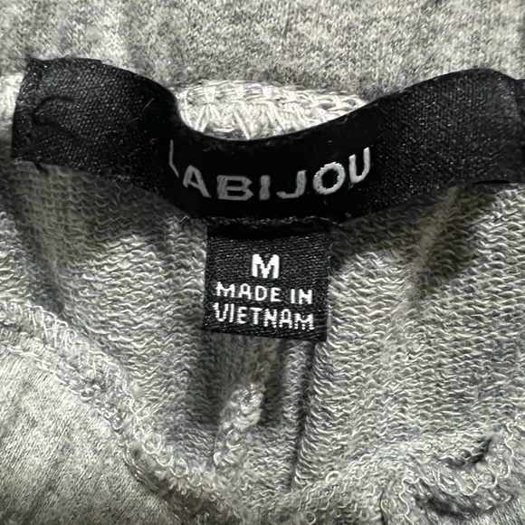 NWOT Labijou Heather Gray high waisted Cargo Wide leg Sweatpants Sz M - Picture 7 of 9